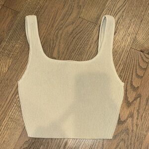 Sculpt Knit Squareneck Cropped Tank in matte pearl